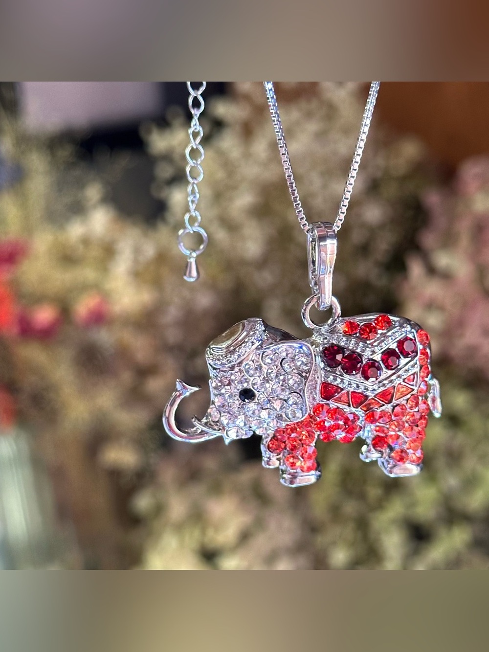 Rhinestone Elephant Pendant Necklace